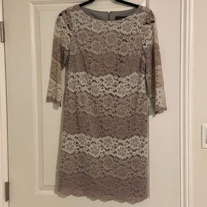 Grey and White Lace Dress